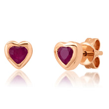Gemstone Heart Stud Earrings with Gold Frame