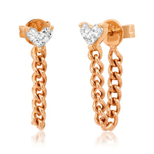 Diamond Illusion Heart Stud Earring with Chain