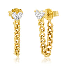 Diamond Illusion Heart Stud Earring with Chain
