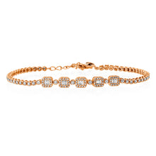 Diamond Baguette with Diamond Halo Tennis Bracelet