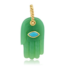 Limited Edition Hand Carved Hamsa with Marquis Eye and Rope Bail