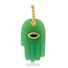 Limited Edition Hand Carved Hamsa with Marquis Eye and Rope Bail