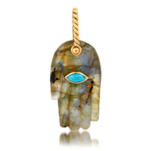 Limited Edition Hand Carved Hamsa with Marquis Eye and Rope Bail