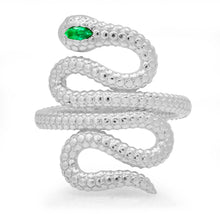 Textured Snake Ring with Emerald Marquis Eye