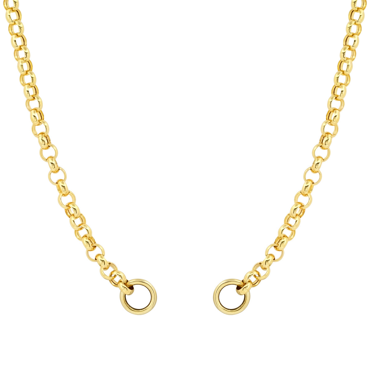 Gold Charm Necklace for Her With 2 Charm Holder Stations, Oval Rolo Link,  Personalized Necklace