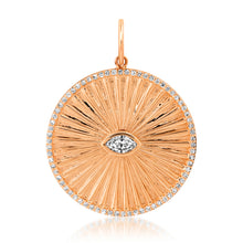 Fluted Evil Eye Charm Pendant with Diamonds