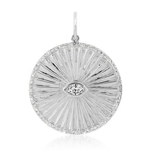 Fluted Evil Eye Charm Pendant with Diamonds