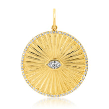 Fluted Evil Eye Charm Pendant with Diamonds