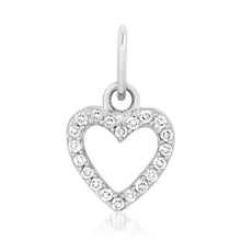 Mini Diamond Open Heart Pendant Charm