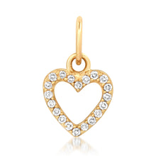 Mini Diamond Open Heart Pendant Charm
