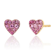 Pave Princess Semiprecious Heart Stud Earrings