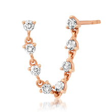Single Diamond Drape Double Pierce Stud