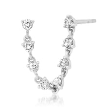 Single Diamond Drape Double Pierce Stud