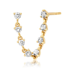 Single Diamond Drape Double Pierce Stud