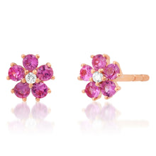 Yellow or Pink Sapphire Flower Child Stud Earrings
