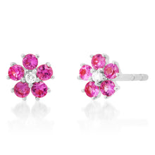 Yellow or Pink Sapphire Flower Child Stud Earrings