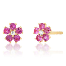 Yellow or Pink Sapphire Flower Child Stud Earrings