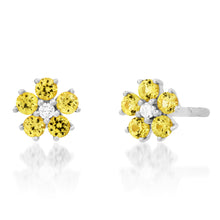 Yellow or Pink Sapphire Flower Child Stud Earrings