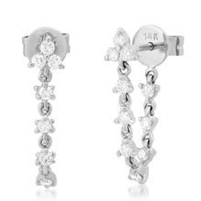 Continuous Diamond Drop Stud Earrings