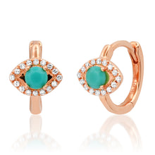 Turquoise & Diamond Evil Eye Huggie Hoop Earring