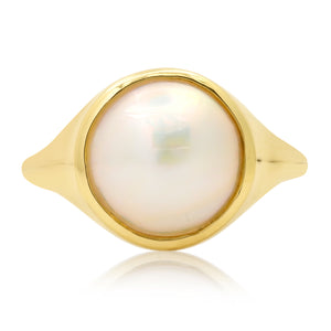 White Pearl Signet Ring