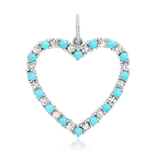 Open Pink Sapphire or Diamond & Turquoise Heart Charm Pendant