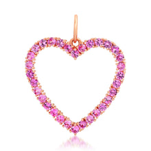 Open Pink Sapphire or Diamond & Turquoise Heart Charm Pendant