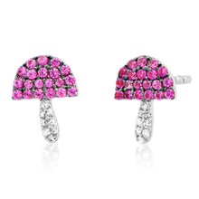 Sweet Pink Sapphire and Diamond Mushroom Stud Earrings