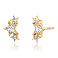 Pave Diamond Triple Star Stud Earrings