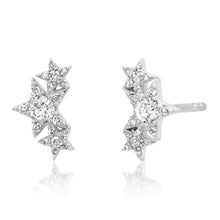 Pave Diamond Triple Star Stud Earrings