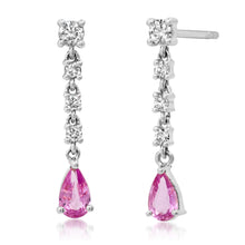 Pear Shaped Pink Sapphire & Diamond Drop Earrings