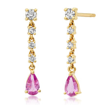 Pear Shaped Pink Sapphire & Diamond Drop Earrings