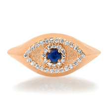Diamond & Sapphire Evil Eyes Signet Ring