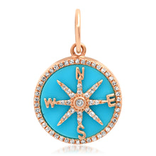 Small Mother of Pearl or Turquoise Compass Charm