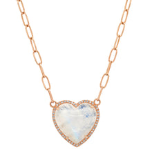 Puffy Gemstone Heart Necklace with Diamond Frame