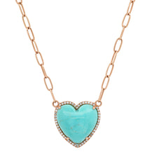 Puffy Gemstone Heart Necklace with Diamond Frame