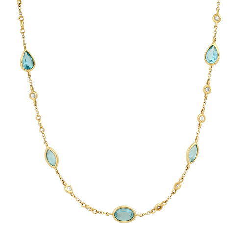 Apatite & Diamonds by the Yard Shapes Necklace or Lariat