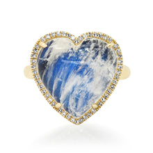 Puffy Gemstone Heart Ring with Diamond Frame