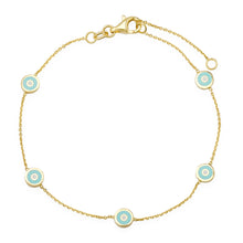 Turquoise Enamel Evil Eye Station Bracelet