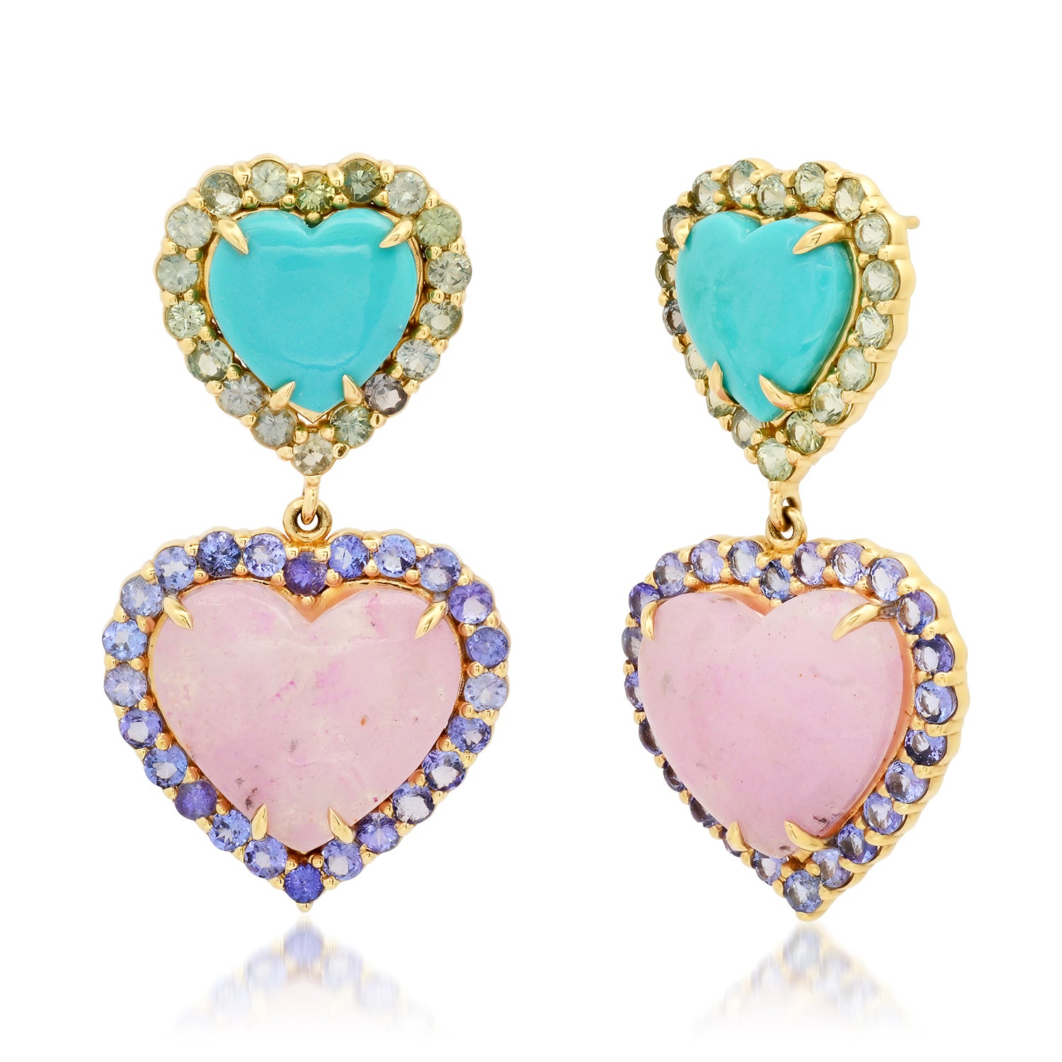 One of a Kind Double Heart Dolly Drop Earrings