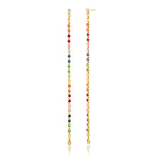 Rainbow Sapphire Tennis Drop Earrings