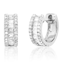 Stack Baguette Wide Diamond Hoop Earrings