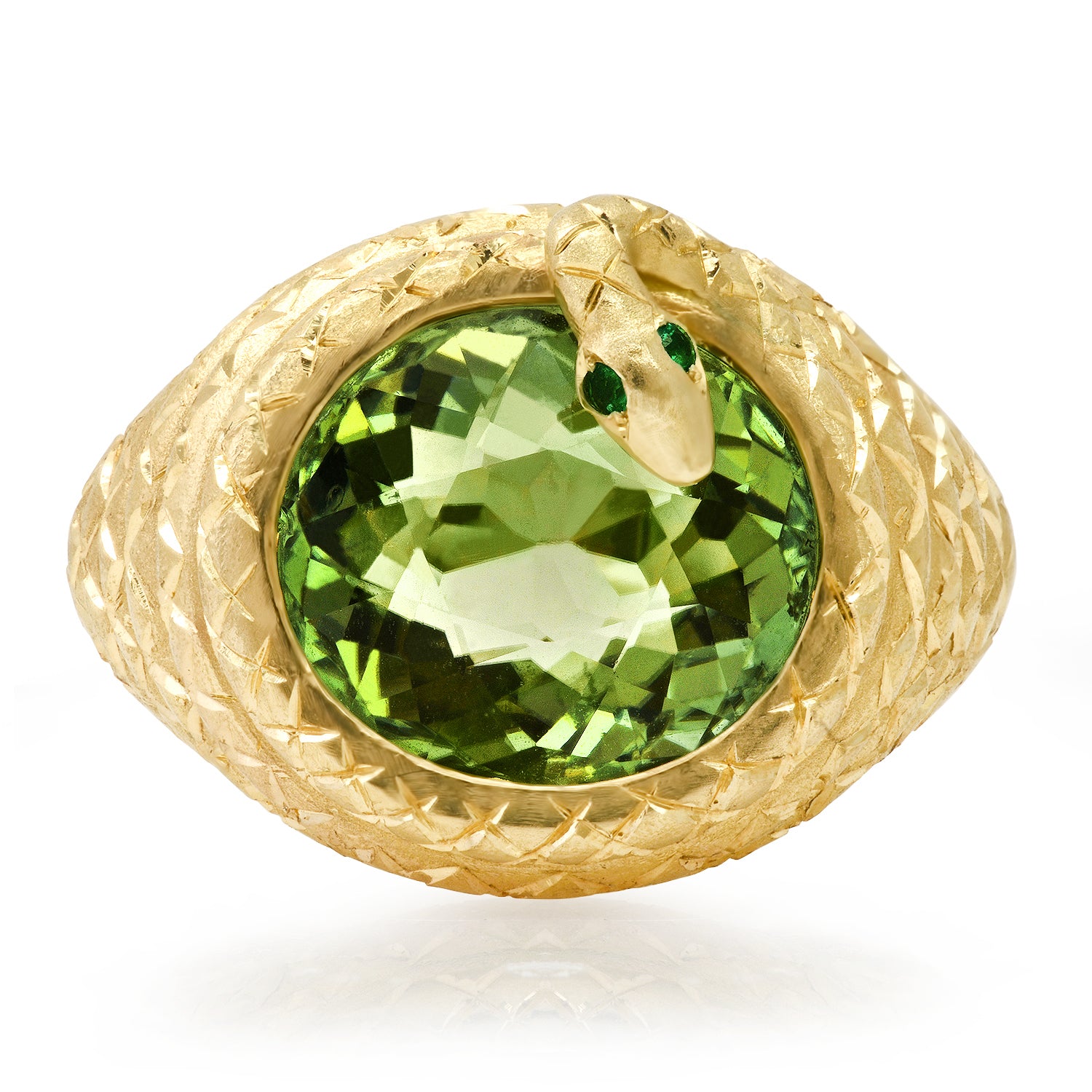 One of a Kind Seductive Hand Engraved Statement Snake Dome Ring