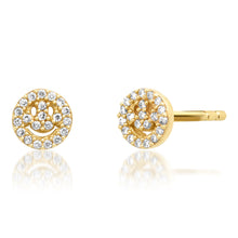 Diamond Happy Face Stud Earrings