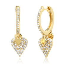 Triple Heart Diamond Drop Earrings