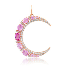 Graduated Gemstone & Diamond Crescent Moon Pendant