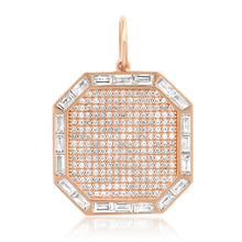 Round & Baguette Diamond Octagon Plaque Pendant