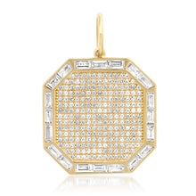 Round & Baguette Diamond Octagon Plaque Pendant