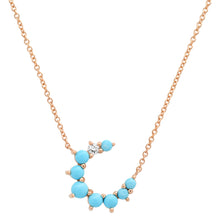 Turquoise & Diamond Crescent Moon Necklace
