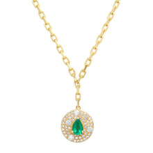 She's a Gem Pear Shape Emerald & Diamond Drop Necklace